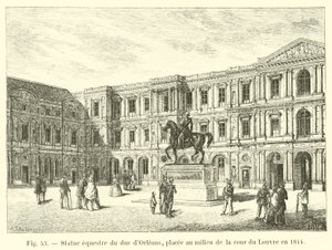 Ryttarstaty av hertigen av Orleans, placerad i mitten av Louvrens innergård 1844 av French School