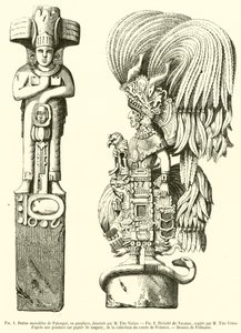 Monolitstaty av Palenque, i porfyr; Divinity of Yucatan (gravyr) av French School