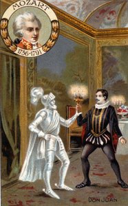 Staty av Commendatore, scen ur "Don Giovanni" (färglitografi) av French School
