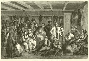 Steamer on the Donau, 2: a klass interiör (gravyr) av French School