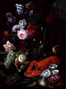 Stilleben med hummer, ca 1700 (olja på duk) av French School
