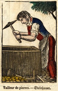 Stenskräddare; Serie om handel, bild av Epinal från 1800-talet. av French School