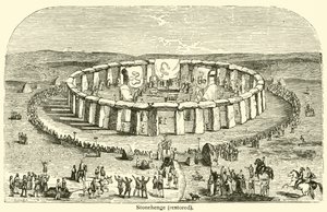 Stonehenge, restaurerad (gravyr) av French School
