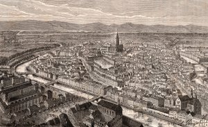 Strasbourg - Bas-Rhin, i Alsace - gravyr i "La France illustrée: geografi, historia, statistisk administration" av V.A. Malt-Brown. 1884 av French School