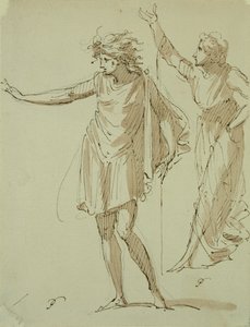 Studie av två klassiskt draperade figurer, ca 1790 (penna & bläck och tvätt på papper)