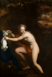Susannah at her Bath, ca 1600-99 (olja på duk) av French School