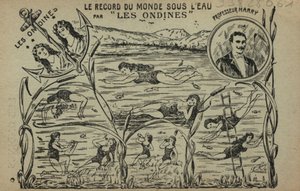 Simmande tjejer (litho) av French School