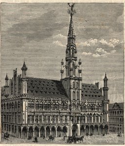 System av blixtledare i Bryssels stadshus på 1800-talet - Gravyr i "Vetenskaper tillgängliga för alla - Populär fysik och kemi" av Alexis Clerc - Slutet av 1800-talet - Privat samling av French School