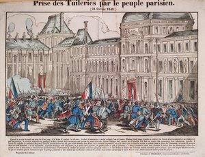 Intagande av Tuilerierna av det parisiska folket, 24 februari 1848 av French School