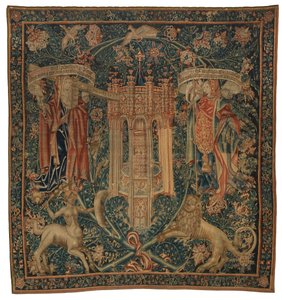 Tapestry, Sibylla Hellespontica och Phrygia (en av en uppsättning av sex sibyllor, bestående av 46.134 till 46.139) kallade 