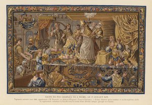 Gobeläng föreställande kröningen av kung Karl VII av Frankrike, Reims av French School
