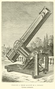 Telescope a Miroir Argente de L Foucault, Systeme newtonien (gravyr) av French School
