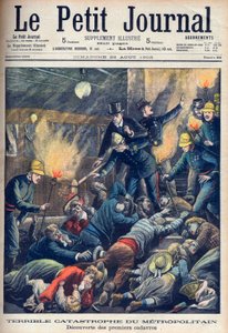 Terrible Disaster in the Paris Underground, främre omslaget till "Le Petit Journal", 23 augusti 1903 (gravyr) av French School