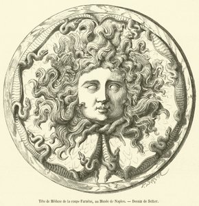 Head of Medusa från Farnese Cup, på Museet i Neapel (gravyr) av French School