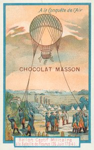 Tjudd militärballong vid slaget vid Fleurus, 26 juni 1794 av French School