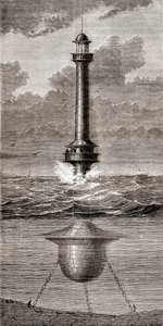 Den flytande fyren från 1800-talet placerad vid ingången till Liverpools hamn, England, från 