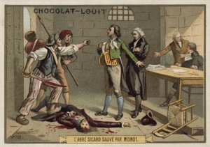 Abbe Sicard räddades av Monot, franska revolutionen, september 1792 av French School