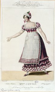 Skådespelerskan Mademoiselle Contat i rollen som Suzanne i Figaros äktenskap av Pierre Augustin Caron de Beaumarchais (1732-99) av French School