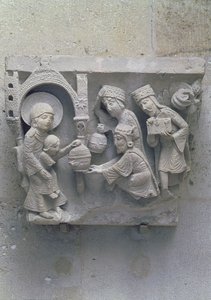 The Adoration of the Magi, ursprunglig huvudstad från katedralens långhus av French School