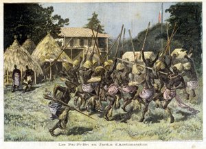 Afrikanerna Pai-Pi-Bri vid Acklimatiseringens trädgård - i "Le Petit Journal" av 1893-08-05 (gravyr) av French School