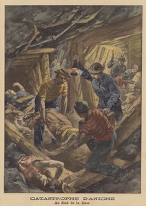 Kolgruvan i Aniche, Frankrike (färg litho) av French School