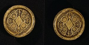 Jeanne de Penthievres vapenförsegel (1319-84) hertiginna av Bretagne och grevinna av Goello, 1369 av French School
