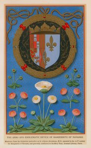 Marguerite av Navarras vapen och symboliska anordningar (chromolitho) av French School