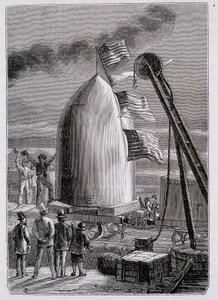 Projektilens ankomst till Stone-Hill - i "From Earth to Moon" av Jules Verne av French School
