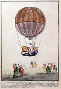 The Ascent of the Aerostat in Jardin des Tuileries, 1 december 1783 (penna & bläck och wc på papper) av French School