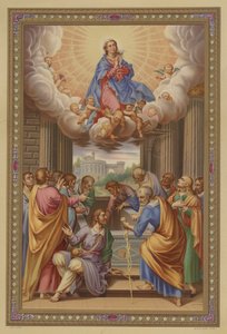 Marias himmelsfärd (chromolitho) av French School