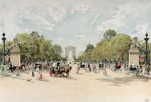 Avenue des Champs-Elysees, ca 1895 (wc på papper) av French School
