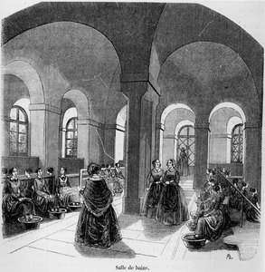 Badrummet vid Institutet för unga blinda, i Tableau de Paris av Edmond Texier, publicerad 1852 av French School
