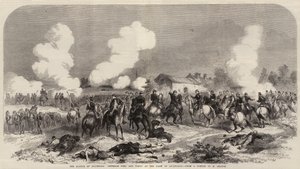 Slaget vid Solferino, generalerna Niel och Vinoy på gården Quagliara (gravyr) av French School