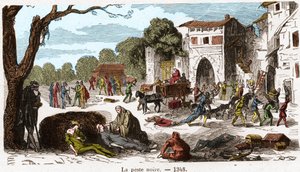 Den svarta pesten 1348. Gravyr i "Histoire De France En Cent-målningar av Paul Lehugeur" 1891. av French School