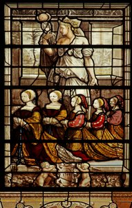 Kapellets norra fönster: St Agatha med anne de Montmorency-döttrar av French School