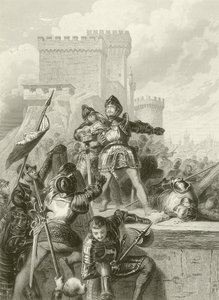 Chevalier Bayard skadades vid belägringen av Brescia 1512 av French School