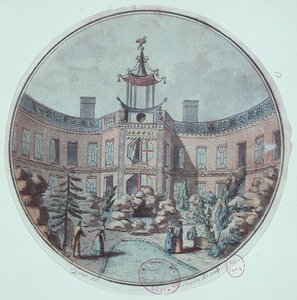 De kinesiska baden i Paris, etablerade av Lenoir (färgad gravyr) av French School