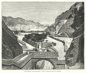 Cisternerna i Tawila, Aden, restaurerade av britterna (gravyr) av French School