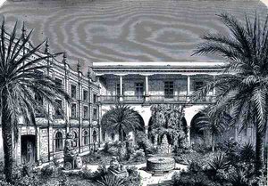 Court of the Mexico Museum, från The Ancient Cities of the New World, av Claude-Joseph-Desire Charnay, pub. 1887 av French School