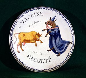 Kokopporna kämpar mot läkaryrket, ca 1800 (glaserad keramik) av French School