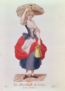 The Cream Seller (färggravyr) av French School