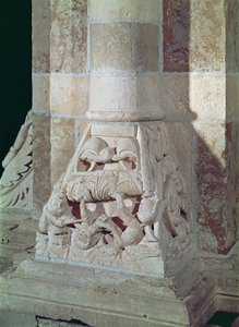 Lasarus och den rike mannens död, från en huvudstad i långhuset, c.1150 av French School
