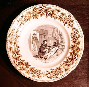 The Death of Uncle Tom, från Uncle Toms Cabin av Harriet Beecher Stowe (keramik) av French School