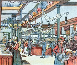 Varuhuset, illustration från Cours Schweiter, ca 1900 av French School