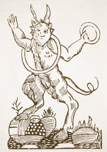 Djävulen pekar ut dolda skatter, kopia av en illustration från Le Veritable Dragon Rouge, Lille 1521, använd i en magihistoria, publicerad i slutet av 1800-talet av French School