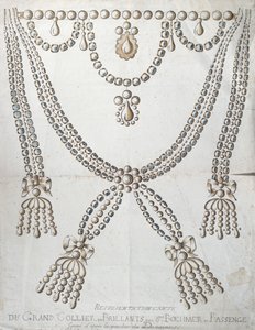 Diamanthalsbandet involverat i Collier de la Reines affär, c.1785 av French School