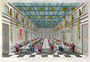Matsalen i Versailles 1763 av French School