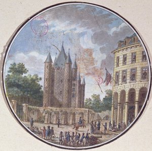 Templets donjon, Paris (färggravyr) av French School