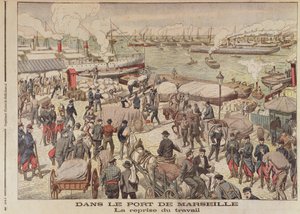 The End of the Strike in Marseille, illustration från Le Petit Journal, 23 oktober 1904 av French School