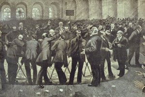 Den berömda Corbeille vid Parisbörsen, c.1885 av French School